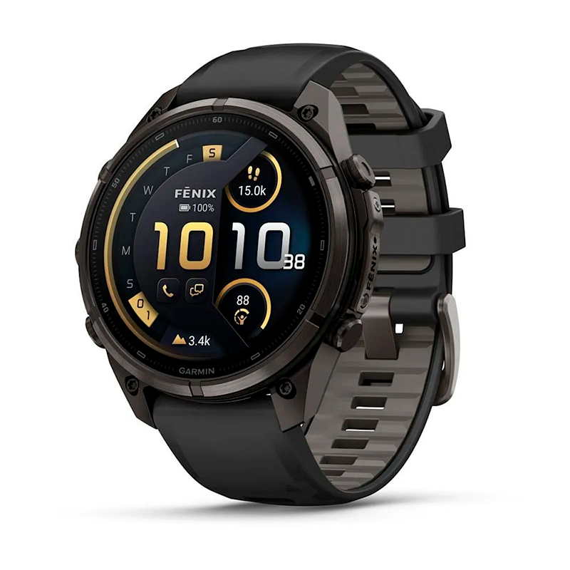 Умные часы Garmin Fenix 9 Pro 47mm, inReach, Carbon Gray DLC Titanium with Black/Pebble Gray Silicon