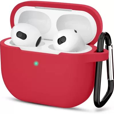 Чехол для AirPods 3 силиконовый с карабином, красный