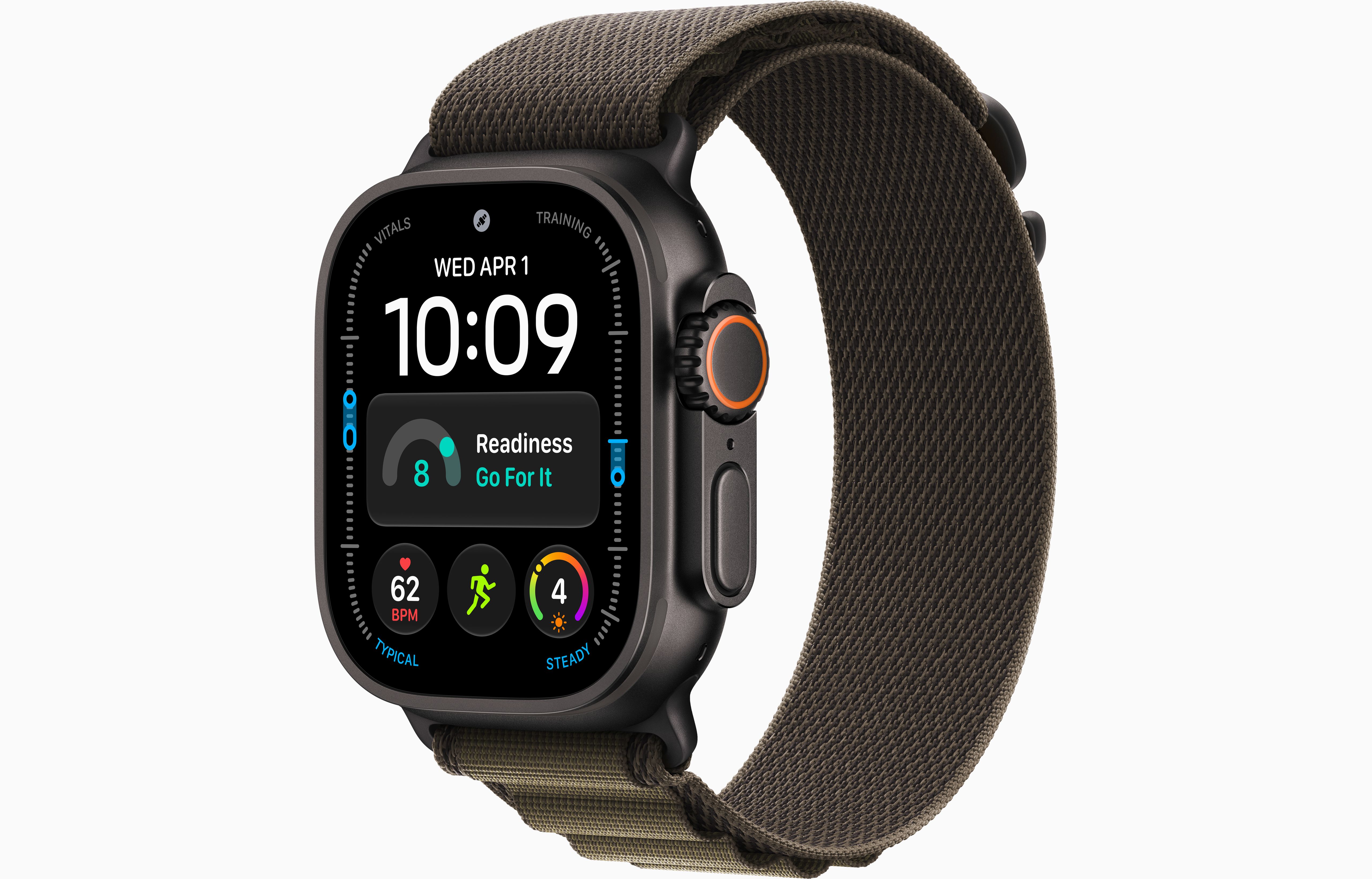 Apple Watch Ultra 4 49mm Black Titanium Case with Dark Olive Alpine Loop L