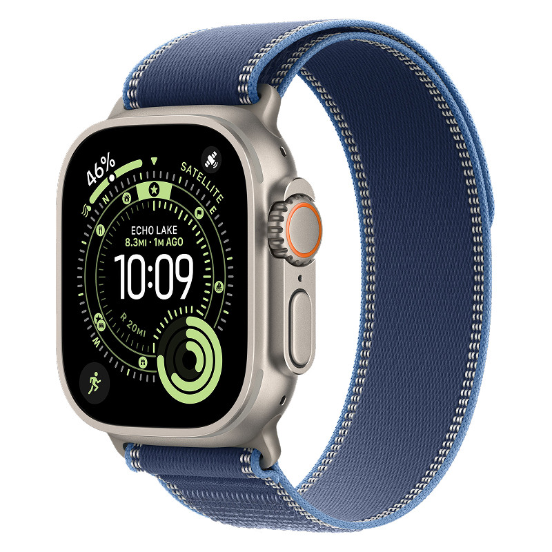 Apple Watch Ultra 3 49mm Natural Titanium Case with Blue Trail Loop S/M