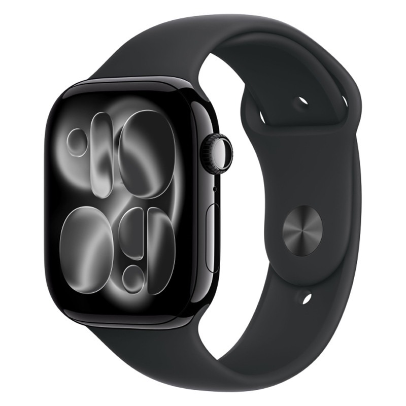 Apple Watch Series 11 46mm Jet Black Aluminum Case Black Sport Band S/M