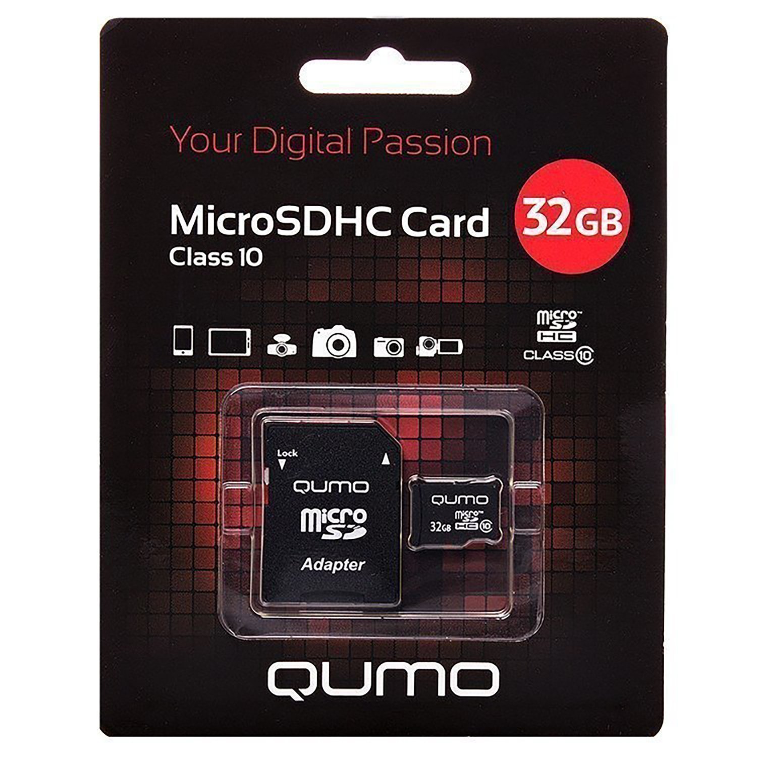 Карта памяти MicroSD Qumo 32GB + SD адаптер ( класс 10 )