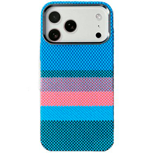 Чехол для iPhone 17 Pro Max MosBros Carbon with MagSafe, сине-красный