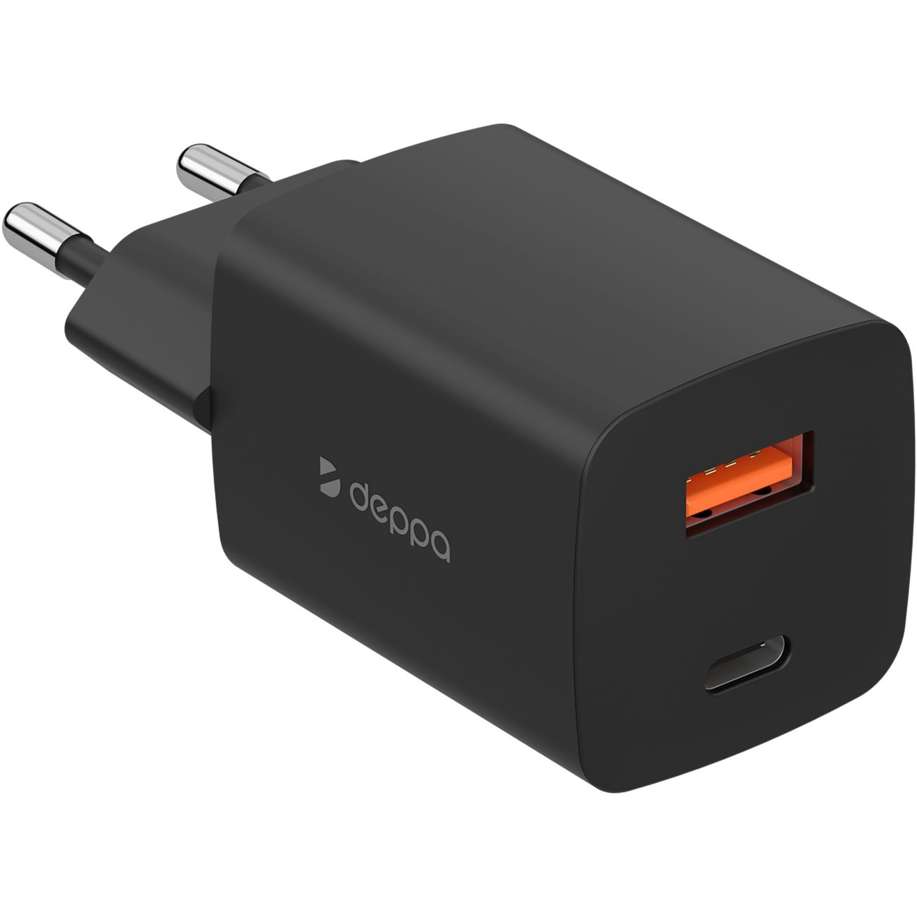 Сетевое зарядное устройство Deppa USB A+USB-C 45W GaN, черный