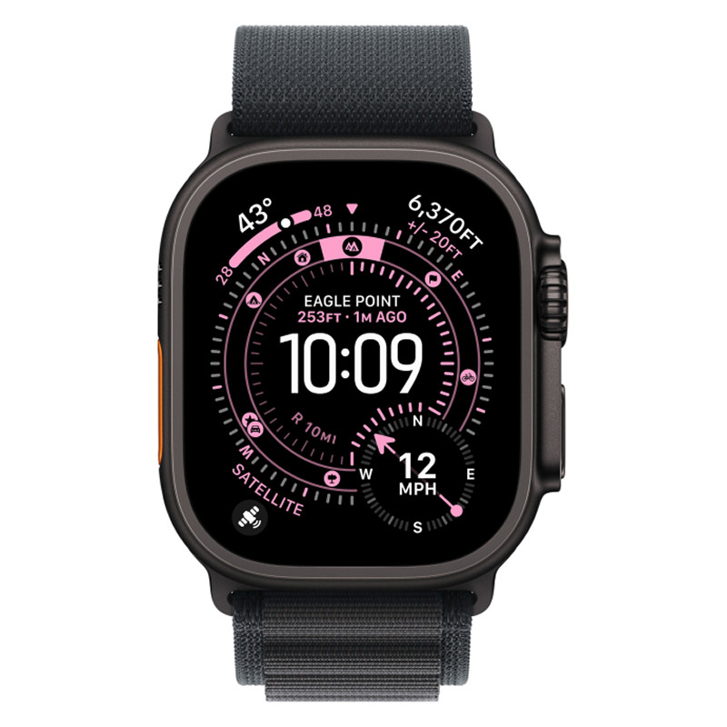 Apple Watch Ultra 3 49mm Black Titanium Case with Black Alpine Loop L