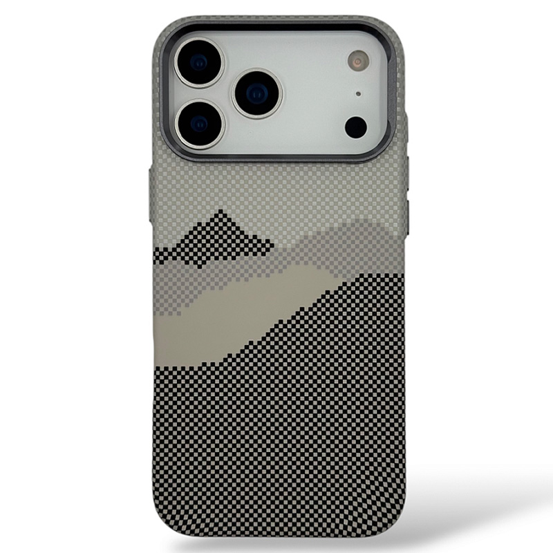 Чехол для iPhone 17 Pro MosBros Carbon with MagSafe, серо-белый