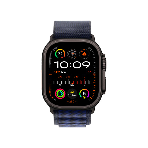 Apple Watch Ultra 2 GPS+Cellular 49mm Black Titanium Case Navy Alpine Loop M