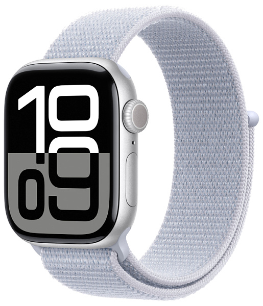 Apple Watch Series 10 46mm Silver Aluminum Case Blue Cloud Sport Loop