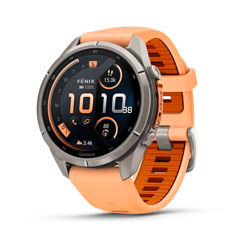 Умные часы Garmin Fenix 9 Pro 43mm, inReach, Titanium with Shell Pink/Autumn Orange Silicone Band